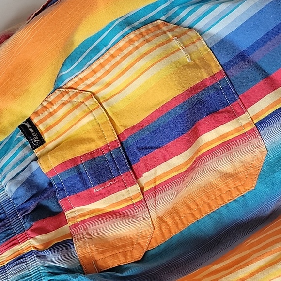Faconnable Mens Swimtrunks Bathing Suit Multi Color Stripped Pattern Size L - Picture 8 of 10
